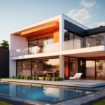 Modern two-storey villa with terraces and a swimming pool
