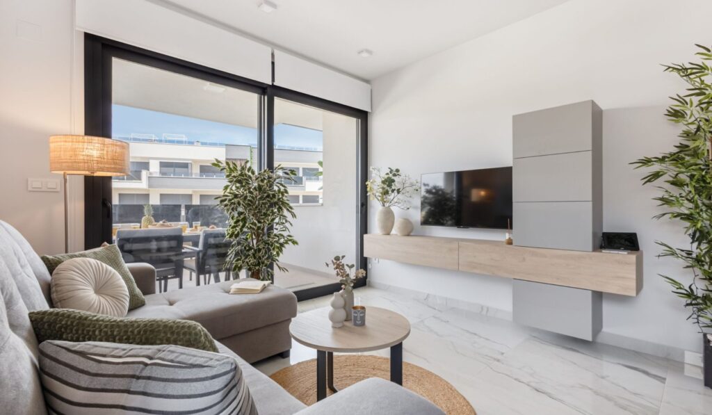Sea View Playa Flamenca — Living room with terrace access